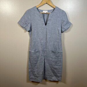 The White Company White Label Linen Shift Dress Size 2 Blue Minimal Beachy